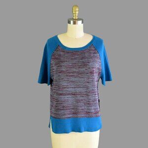 SI-IAE NWT STRIPED COLORBLOCK SHORT SLEEVE SWEATER